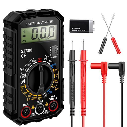 Rakuten - ANENG SZ308 テスター、デジタル 小型 マルチメーター、スマート測定オートレンジ DC 電流 、AC/DC電圧 、抵抗、ダイオード、バズル、hFE値を測定、矩形波発生機能付き、家庭用工具用電気テ…