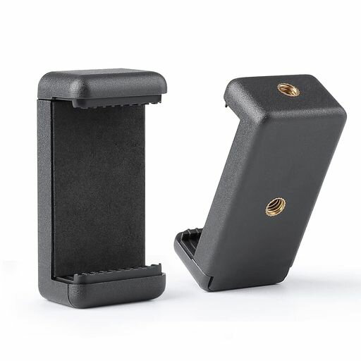 Zeadioスマートフォン三脚マウント、携帯電話ホルダーアダプター、すべてのスマートフォン用の自撮り棒一脚調整可能クランプ(2)