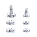 平ロンデル【7mm6mm各50個】セット銀シルバーアクセサリーラインストーン平型スペーサービーズ材料素材手作りデザインカスタム飾り物