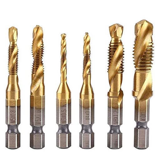 Bestgleタップドリルセット六角軸木工ドリルセット6本組ドリルタップ 鉄工用ドリルセット 面取りタップ 穴あけ ねじ切り タップ スパイラル チタンコーティング 効率アップ HSS高速度鋼タ…