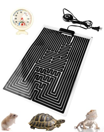 ShiawaseforU 爬虫類ヒーター マット パネルヒーター シート 昆虫 小動物 ヤドカリ レオパ 飼育専用温湿度計付き 15*28cm 14W