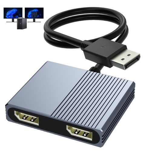 樂天商城 - DisplayPorttoデュアルDisplayPort分配器【4K@120Hz対応2つのDisplayPort+給電ポート】ディスプレイポートスプリッター1入力2出力DisplayPort1.4MSTハブ