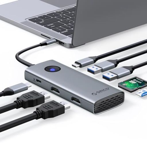 【8 in 1豊富インターフェース拡張】:ORICO ドッキングステーションはHDMI*2(4K@60Hz)、USB-A*2(5Gbps)、USB-C*1(5Gbps)、SD/TF 3.0*1(同読)、USB C PD充電*1( 100W )トを搭載。キーボード、マウス、外付けSSD、モニター、カメラメモリーカードなど多機器を同時接続可能で、抜き差しの手間を大幅削減します。 【双屏4K@60Hz出力】:ドッキングステーション HDMI 2つ はそれぞれ4K@60Hzの高清出力をサポートします。デュアルスクリーンで異なるコンテンツを表示可能で、デザイン作業時の素材確認、動画編集時のタイムラインとプレビューの分離、金融従事者の多画面データ監視などに最適で、作業効率を飛躍的に向上させます。ご注意:macOS 制限により、2 異なる画面拡張(A+BC モード)未対応。 【高速データ伝送効率】:usb ハブ のUSB-A*2とUSB-C*1ポートはいずれも5Gbpsの伝送速度を実現し、1GBのファイルを約2秒で転送可能。