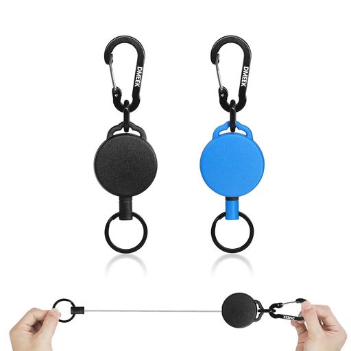 [DMEEK] 2個セット リールキーホルダー カラビナ付き リールストラップ 鍵 リール 伸縮性リール式キーリール 金属ワイヤー75cm 軽量 強力 耐荷重 頑丈 落下防止コード 紛失防止 吊り下げ名札…