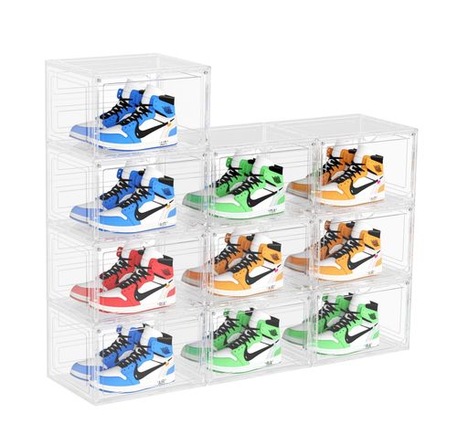 Findbetterシューズボックス10個大容量収納展示ボックス透明磁石開閉扉スニーカーボックスフィギュア収納ケース靴ケース収纳靴箱男女兼用シューズケース玄関靴棚組立て式透明扉付き10個…