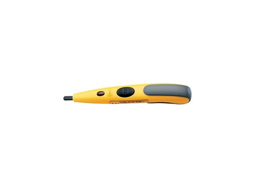 全長:L130mm/質量:25g 使用電池:ボタン電池(LR‐44)x2(付属品) 使用電圧範囲:AC50~60V(50Hz/60Hz共用) 動作表示:発光・ブザー音(断続音)