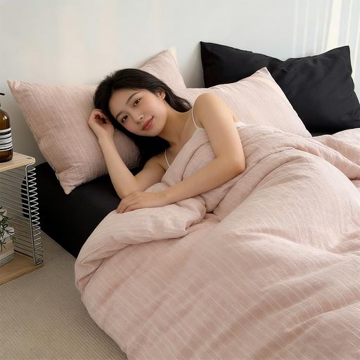 驚きの肌触りと四季を通じた快適性:この布団カバーはポリエステル素材を採用し、特殊なウォッシュ加工で驚くほど柔らかな肌触りを実現しました。陽イオンジャカード織りがさらなるなめらかさをプラス。春夏は涼やかに、秋冬は温もりを保ち、一年中快適な寝床を提供します。まるで雲の上にいるような柔らかさで、毎日の安眠を約束。質感へのこだわりが、睡眠の質を根本から向上させます。 .洗練されたストライプデザインと調和のとれた配色:この布団カバーはシンプルながらも存在感のあるストライプ模様が、寝室に上質なアクセントを添えます。画像のように、ベージュ、ブルー、グレーなど落ち着いた色合いのセットは、枕やシーツと美しく調和。単調さを排除し、洗練された北欧風やモダンなインテリアにぴったり。お部屋の雰囲気を一気に引き立て、心地よい癒しの空間を創出します。 使いやすさを追求した確かな機能性:この布団カバーは使い勝手の良さにこだわったジッパー封閉。スムーズに開閉でき、布団の出し入れが格段に楽になります。しっかりとした閉鎖性で、寝ている間の中綿のずれを防止。面倒なカバーの付け替えも簡単。