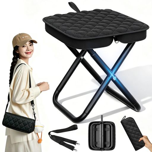 Chairs - LolyyDens折りたたみ椅子軽量コンパクトアウトドアチェア【超軽350g・1秒折り畳み】一体型収納袋付ショルダー付持ち運びアルミ合金耐荷重120kg五層加厚座面携帯椅子お釣り・キャンプ・バ…