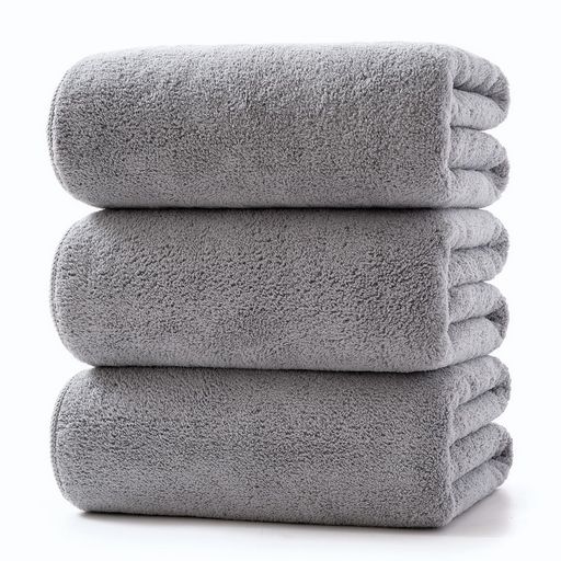 バスタオル[Lumimi3枚セットライトグレー70*140cm]ふわふわ大判吸水速乾ホテル仕様柔らか肌触りエステ..