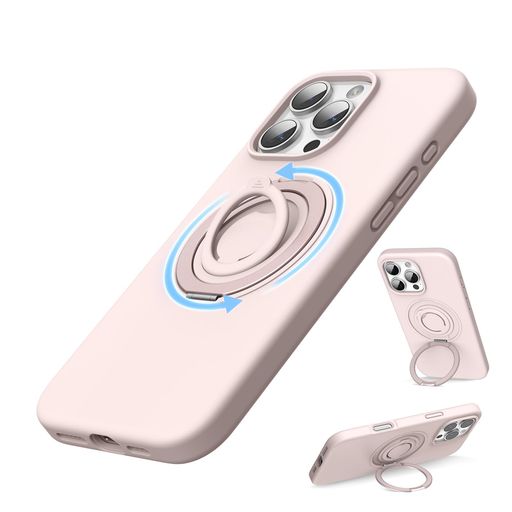 SURPHYiPhone16promax用スタンドケースシリコン6.9インチ(2024)回転可能なシリコンリング360°回転スタンドMagSafe対応横縦両立角度調整隠し収納式iPhone16pro