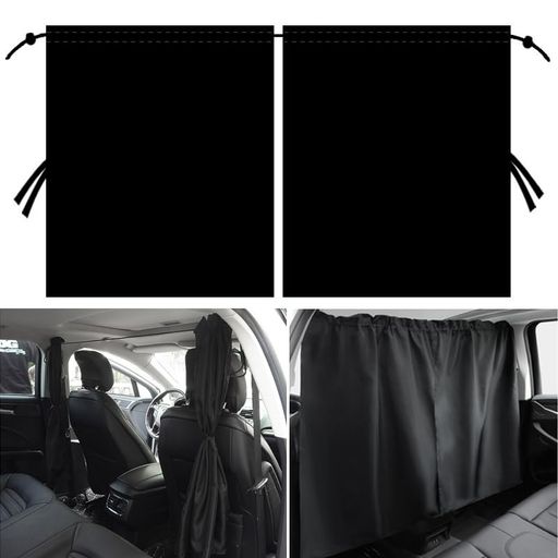 2枚セット車用間仕切りカーテンBetterJonny二重マテリアル車用カーテン遮光カーテン自動車分割日除けカーテン車載プライバシーカーテン車内断熱後部座席マイクロバス遮光日よけ(140*80cm)