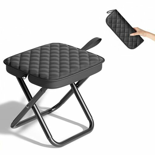 Chairs - Phyxiul折りたたみ椅子アウトドアチェアコンパクト超軽量どこでも持ち運びきキャンプチェア登山釣り旅行公園行列収納袋一体型室内兼用(ブラック)
