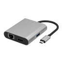 オウルテック USB TYPE-Cハブ 4 IN 1 USB3.2 GEN1対応 PD100W 給電ポート付き USB TYPE-C TO マルチポートアダプター HDMI/LAN/TYPE-Aポート/給電用TYPE-Cポート シルバー(2)