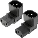 XIATIAOSANN3ピン変換コネクタL字下向/上向き3ピンメス(IECC13)-3ピンオス(IECC14)電源ケーブル、PDUPSUUPS電源ケーブル電源拡張アダプタPCLCDLEDウォールマウント用、2本セット(2)