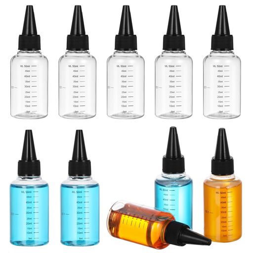 LURROSEドロッパーボトルスポイトボトル50ML塗料ボトル10個目盛り付き滴瓶液体容器挤压式透明塗料液体..