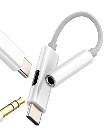 対応iPhone15用 USB C から 3.5mm ヘッドフォン AUX アダプター (2in1) DAC オート...