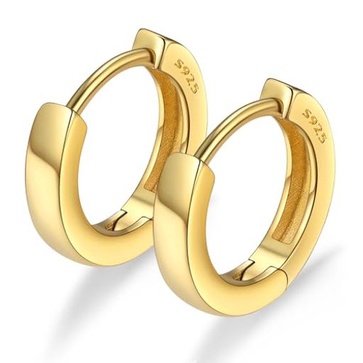 [ChicSilver]ゴールドフープピアスレディースk18金リングピアスメンズシンプル内径10mm太めアクセサリー