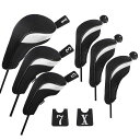 Anduxゴルフクラブヘッドカバーセット交換可能な番号タグ付き(ハイブリッドカバー3個+ウッドカバー3個)ブラック