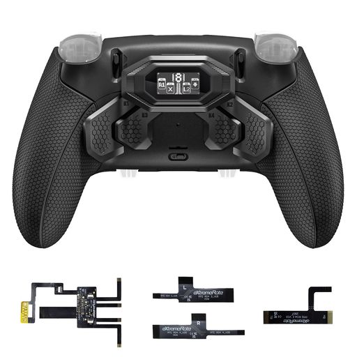 eXtremeRateps5Edgeコントローラーに対応用BEYOND背面パドルキット、OLEDディスプレイ搭載、人間工学に基づいた再設計のラバー加工グリップ一体型ボトムシェル、リマッピング可能な背面4ボタ…