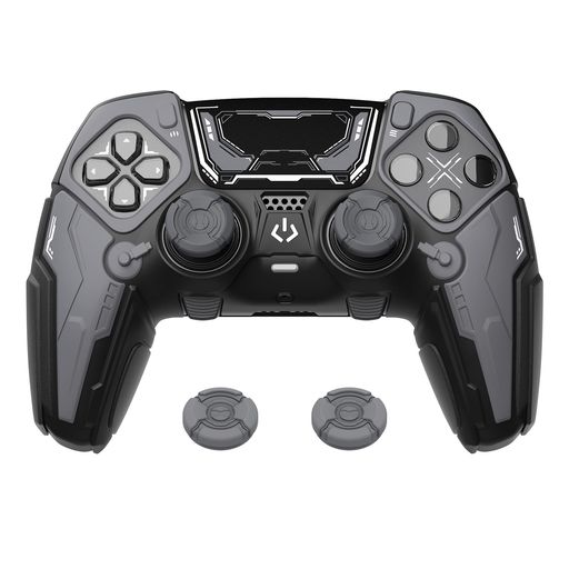 樂天商城 - PlayVitalps5Edgeコントローラー対応シリコンカバーメカ風デザインプレステedge対応保護ケース耐衝撃タッチパッドステッカー&スティックカバー付き【メカニカルグレー】