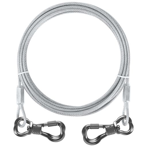 XiaZ犬用ワイヤーリード4.5mシルバー軽量【第2世代コーティング加工4-5mm細径ケーブル錆びにくいカラビナロック付き強力固定小~大型犬対応屋外飼育・キャンプに最適﻿