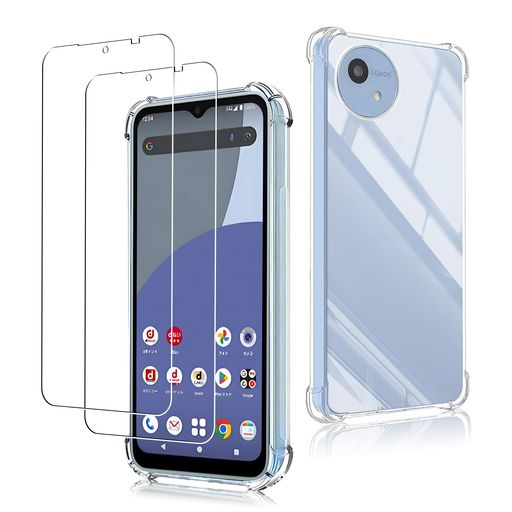 iCarez対応AQUOSwish4SH-M27ケースクリア(1個)+ガラスフィルム(2枚)AQUOSwish4SH-52E液晶保護フィルム..