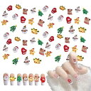 クリスマス ネイルパーツ 70個セット 3D 立体 樹脂 クリスマスツリー サンタクロース トナカイ 雪だるま ベル ジェルネイル レジン用 ジュエリーパーツ ...