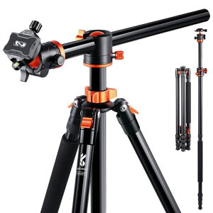 K&FCONCEPT三脚一眼レフ238CM4段カメラ三脚49CM横軸俯瞰360度回転中心軸倒置一脚可変アルミ軽量コンパクト低重心自由雲台クイックシューナットロック式S254T
