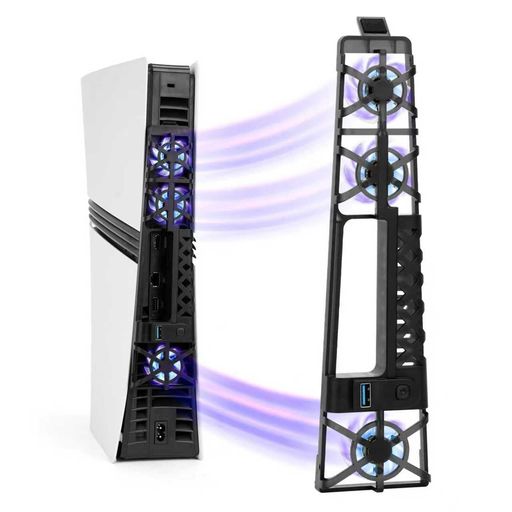 PS5Pro/PS5Slim冷却ファンプレステ5アクセサリー熱対策ps5スリムps5プロLEDライト付き+USB3.0ポート増設低騒音自動温度検知プレステ5全新型対応(ディスク/デジタル版両用)