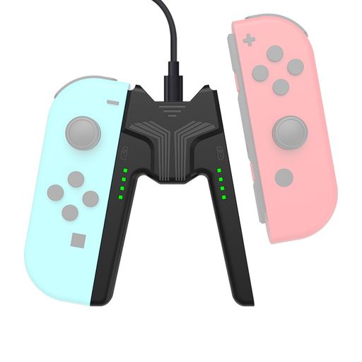 【対応機種】Switch/Switch Joy-Con用に特別に設計された充電グリップ。ゲームをプレイしながらJoy-Conコントローラーを充電でき、途中で電池切れになる心配はありません。 【セット内容】Joy-Con 用 充電グリップx1、USB供電ケーブル(1M)x1。 【充電状態表示】リアルタイムでジョイコンの充電状態を表示します。赤いランプは充電中を示し、緑のランプが点灯すれば充電完了です。 【人間工学に基づいたデザイン】V字型のグリップは手にしっかりフィットし、長時間の使用でも手の疲れを軽減します。快適なゲームプレイをサポートします。 【簡単&amp;安全な充電】スマートチップ内蔵で、充電中に手柄に損傷を与えることなく、手柄を保護します。USB-C充電ポートを対応するゲーム機本体に直接接続可能です。また、USBアダプターを使って充電することもできます。
