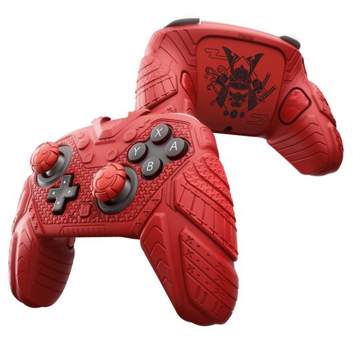 PlayVitalSwitch2Proコントローラー対応シリコン製グリップカバー滑り止め仕様スイッチ2プロコン対応背面ボタンキャップ&サムスティックキャップ&ステッカー付属-SamuraiArmor【レッド】
