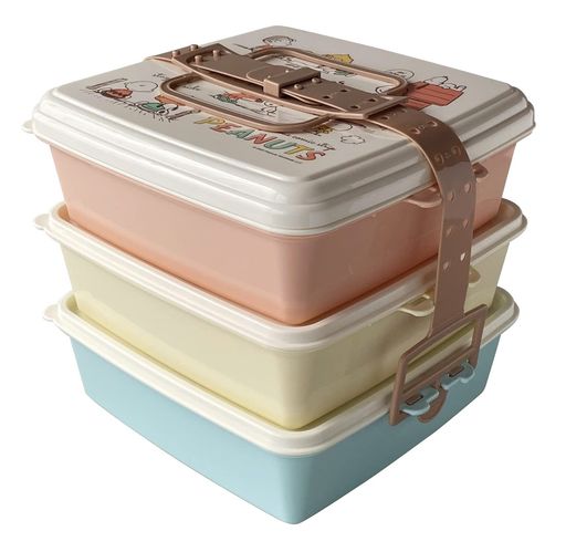 ティワールドスヌーピー弁当箱スタック式ピクニックケース角型(大)3段2.5Lx3PEANUTSSNOOPY&HISFRIENDS..