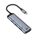 LEEHITECH USB C ハブ 6 IN 1 USB C TO 4K HDMI+1080P VGA デュアルスクリーンディスプレイダプター 5GBPS USB 3.1 データ転送 480MBPS USB 2.0 ポート拡張 TYPE C 転送ポート(2)
