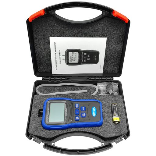 ZKTOOL ガス圧力テスター デジタルマノメーター、ディファレンシャルデュアルポートバロメーター、HVACガステスター、12つの選択可能な単位を備えた差圧計 - HVACシステム用のデジタルマノ…