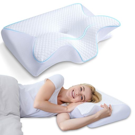 HOMCAメモリーフォーム頚椎枕、首の痛みのための2IN1エルゴノミックコンツア整形枕、側面背面腹部寝台用のコンツア支持枕(ホワイト) HOMCAメモリーフォーム頚椎枕、首の痛みのための2IN1エルゴノミックコンツア整形枕、側面背面腹部寝台用のコンツア支持枕(ホワイト)