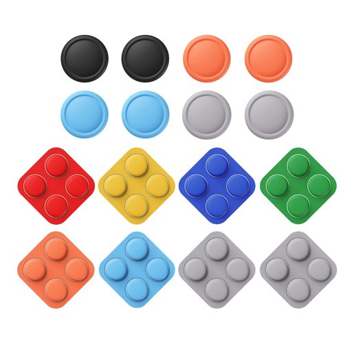 PlayVital Nintendo Switch 2用 シリコン製ボタンカバー&サムグリップセット Joy-Con 2対応 カラフルなABXYボタンキャップ8個&スティックキャップ4個付き(ブラック+グレー+ブルー+オレンジ)