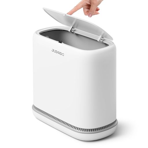 JUDRDOゴミ箱ふた付き12Lスリム吸着式消臭ペット対策省スペース薄型キッチントイレ洗面所寝室オフィス用ゴミ袋20枚付き白