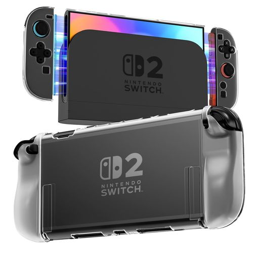 TeyomiNintendoSwitch2用クリアケースセット(ドック対応・耐衝撃/防塵/耐傷)ジョイスティック保護カバー8個+人間工学に基づいたJoycon保護カバー2個付きスリムデザイン(Switch2スタンドは使用でき…