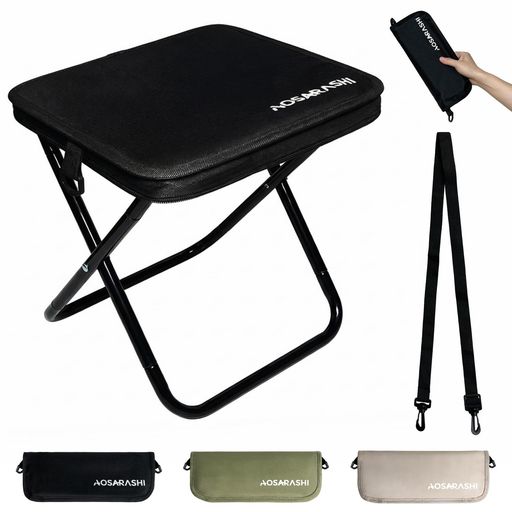Chairs - 折りたたみ椅子アウトドアチェアキャンプ椅子組み立て/収納簡単AOSARASHIコンパクト軽量持ち運びに便利折り畳み座面広め高さアップ収納袋一体構造耐久度アップ炭素鋼を採用安定感