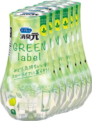 消臭元【まとめ買い】トイレのグリーンラベルナチュラルレモンリーフ消臭芳香剤部屋用置き型400mlx6個小林製薬