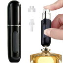 LELEYOアトマイザー漏れない底部充填5ml【2025革新的な防漏対策】持ち運びミニワンタッチ補充トラベルボトル詰め替え小分け容器香水入れ香水噴霧器黒1本