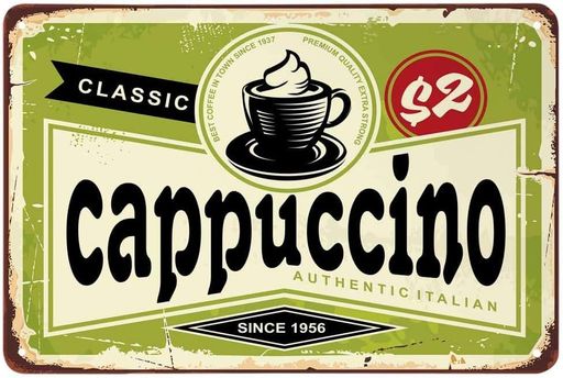 XUDEQINLWブリキ看板カプチーノのブリキ看板20cmx30cmアメリカン雑貨ガレージ装飾インテリア装飾ポスターブリキ看板アイアンペインティングホームホーム...
