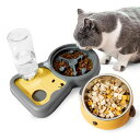 VINNATSU猫餌台猫餌入れ自動給水ボトル付きキャットボウルキャットフードボウル15度の傾斜3IN1猫と小型犬のための重力水とフードボウル傾斜型猫用フィーディ...