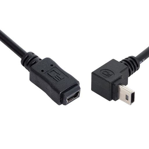 CYケーブルMini-USB5Pinオス〜Mini-USB5inメス90度下角延長ケーブル