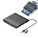 外付けDVDドライブ高速処理8XDVD&24XCD光学ドライブ外付け読取/書込可バスパワーUSB2.0/3.0&TYPE-C両接続外付けCDドライブ(ブラック)(2)