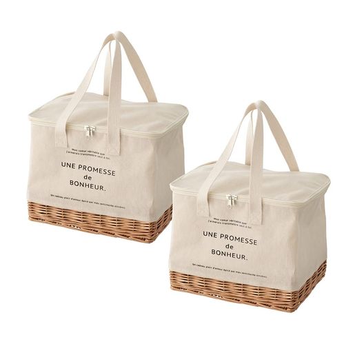 Shopping Bags, Ecology Bags - ヘッズ保冷バッグ30x21x22cm白2枚ボヌールかご付クールバッグエコバッグHEADSBNR-KCB