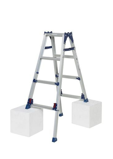 ピカ(PiCa) 脚立 伸縮 はしご兼用 かるノビ 四脚アジャスト式 4段 4尺 (0.94-1.25m) アルミニウム シルバー SCL-120A
