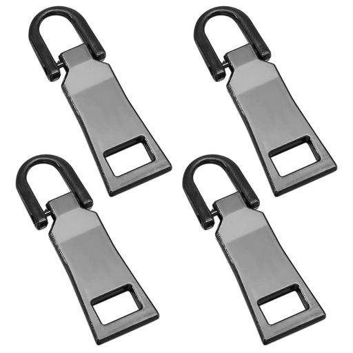 ファスナー交換用引き手4個セット金属製チャックジッパー持ち手交換ファスナー修理用リュック/財布/衣類/ブーツなどDIY手芸手作り裁縫(ブラック大きめ5#)