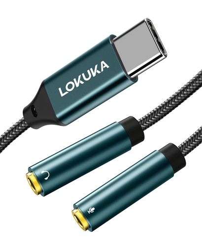 LOKUKAタイプCマイクヘッドホン分岐DACチップ内蔵ハイレゾ再生対応映画と音楽鑑賞...