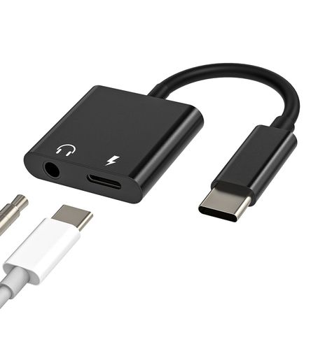 USB-C-3.5mmヘッドホン2in1オーディオ充電アダプタードングルアクセサリーDACジャ...